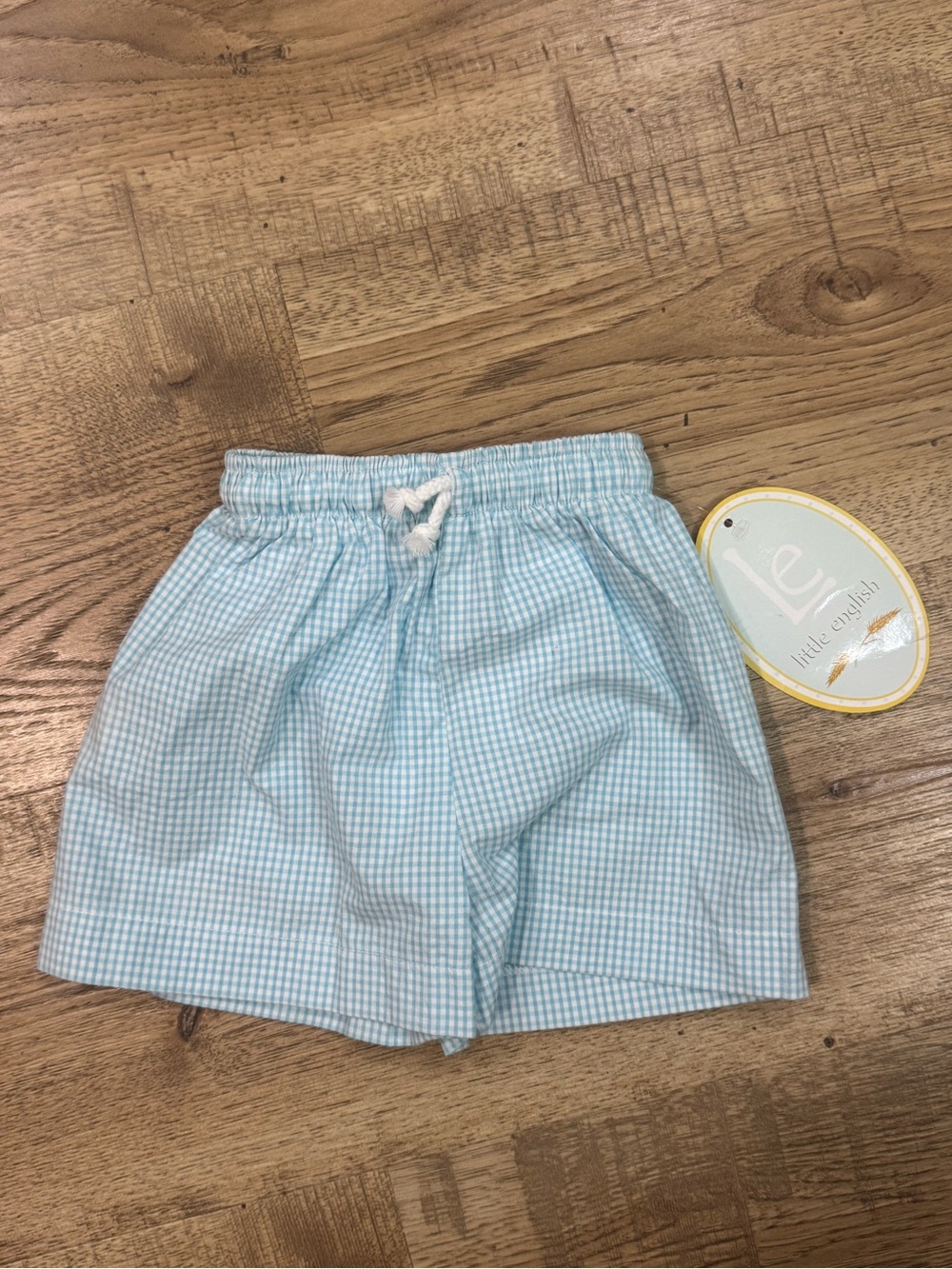 Little English Light Blue Gingham Pull-On Shorts